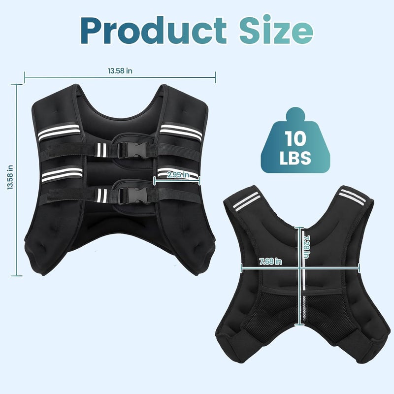 Cavry Weighted Vest, 8lb/12lb/16lb/20lb/25lb/30lb Weight Vest with Two Adjustment Straps for Men Women, Weight Vests with Reflective Stripe for Strength Training, Running, Jogging, Walking - Image 5